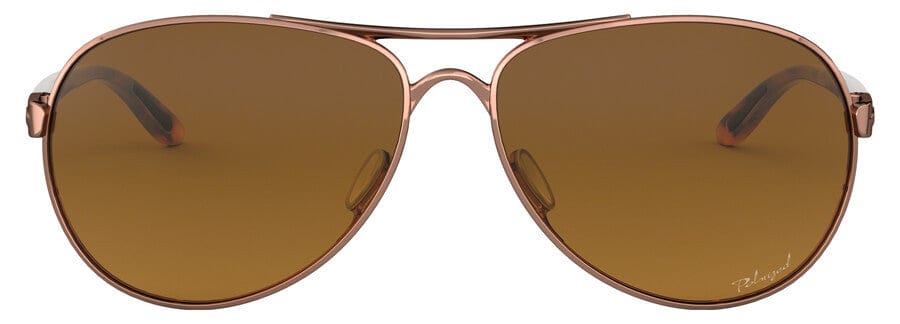 Oakley Feedback Sunglasses with Rose Gold Frame and VR50 Polarized Brown Gradient Lens - Front