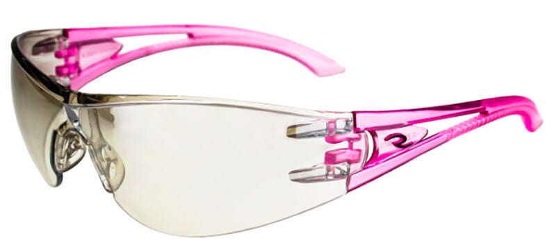 Radians Optima Safety Glasses with Pink Frame and Indoor-Outdoor Lens