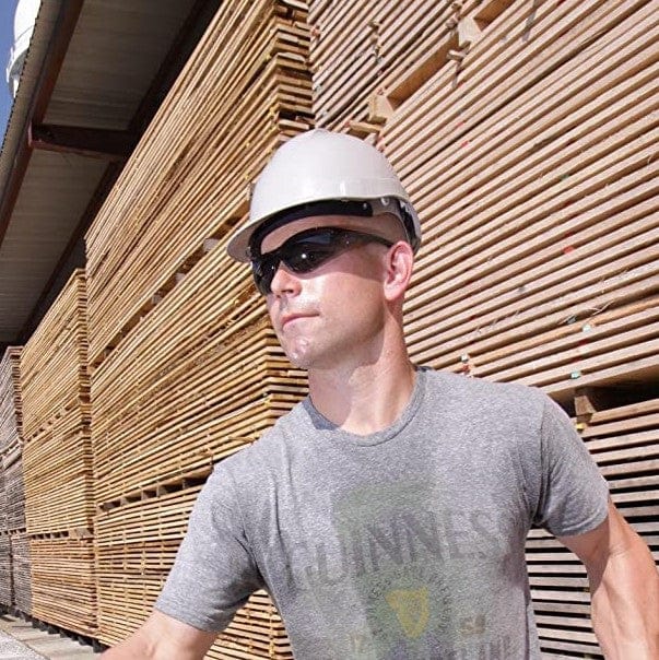 Pyramex PMXSlim Safety Glasses with Black Temples and Gray Anti-Fog Lens SB7120ST Model View