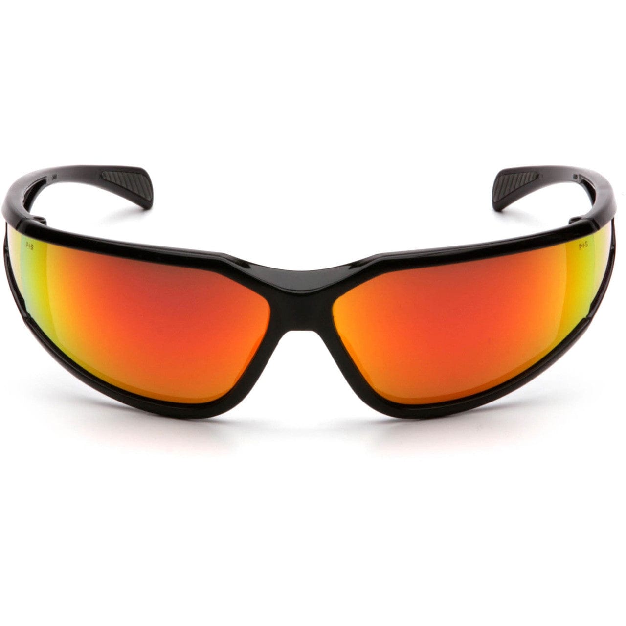 Pyramex Exeter Safety Glasses with Black Frame and Sky Red Mirror Anti-Fog Lens SB5155DT Front