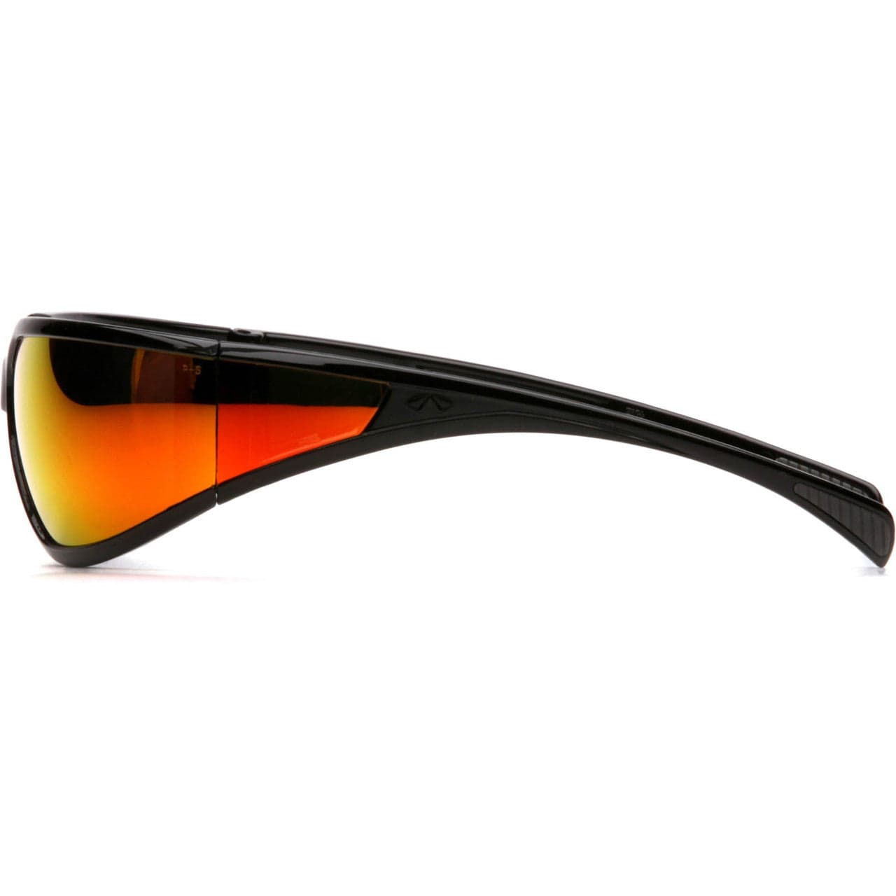 Pyramex Exeter Safety Glasses with Black Frame and Sky Red Mirror Anti-Fog Lens SB5155DT Side