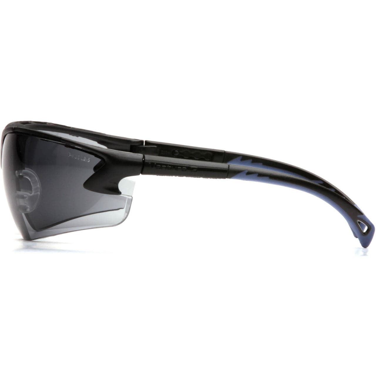 Pyramex Venture 3 Safety Glasses with Black Frame and Gray Lens SB5720D Side View