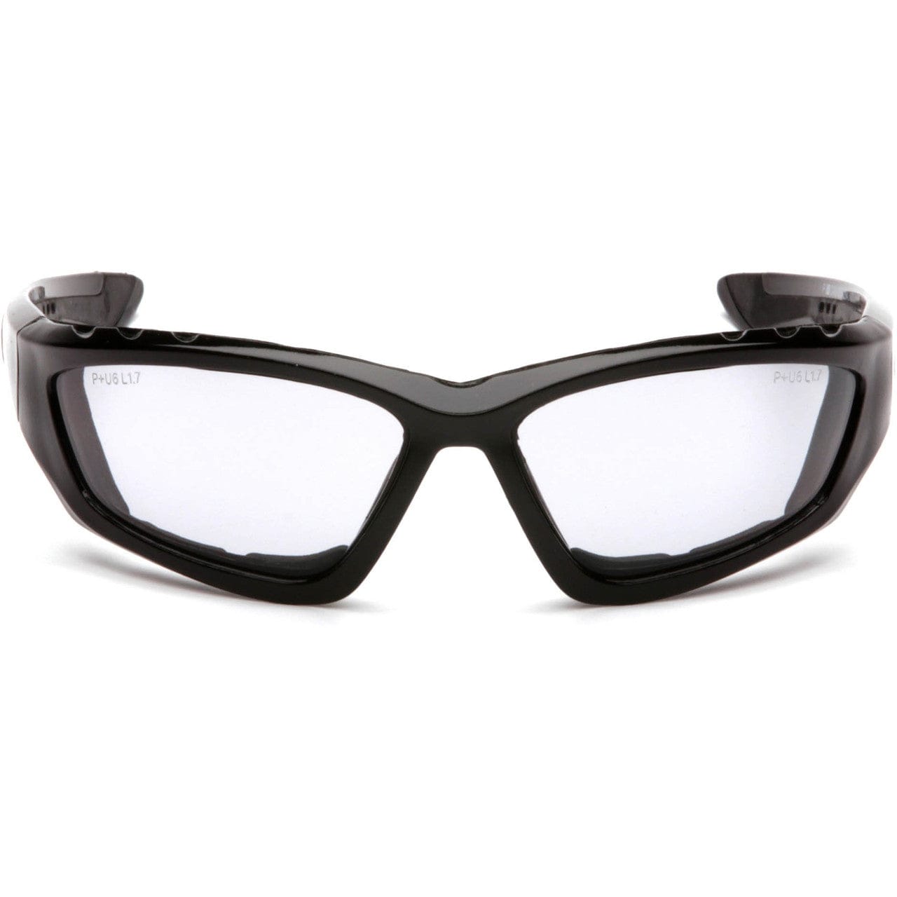 Pyramex Accurist Safety Glasses with Black Frame and Light Gray Anti-Fog Lens SB8725DTP Front View