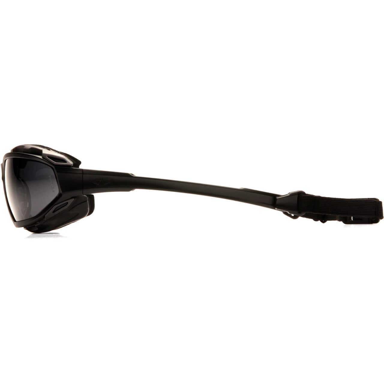 Pyramex Highlander Plus Safety Glasses Black Foam-Lined Frame Gray Anti-Fog Lens SBG5020DT Side