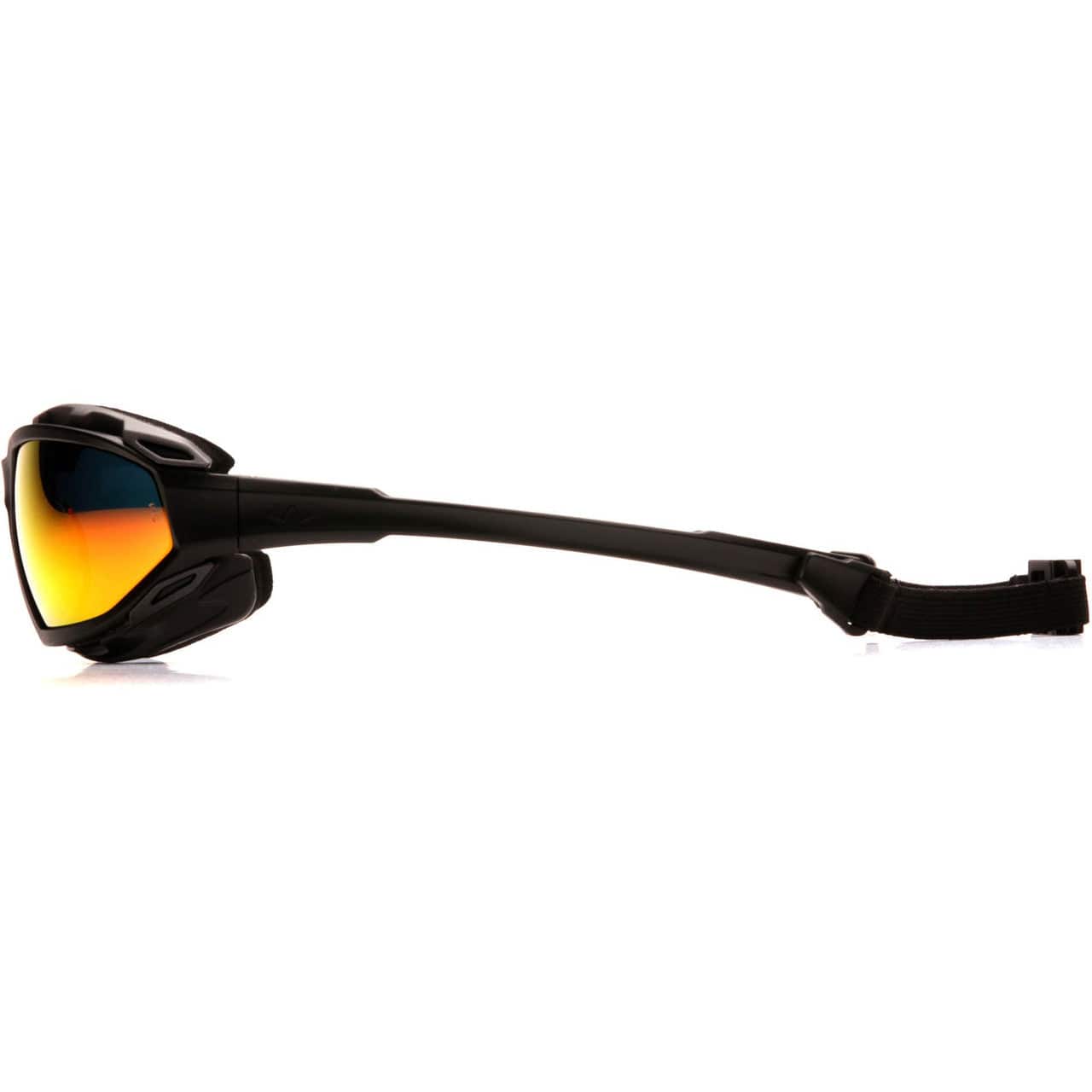 Pyramex Highlander Plus Safety Glasses Black Foam-Lined Frame Sky Red Mirror Anti-Fog Lens SBG5055DT Side