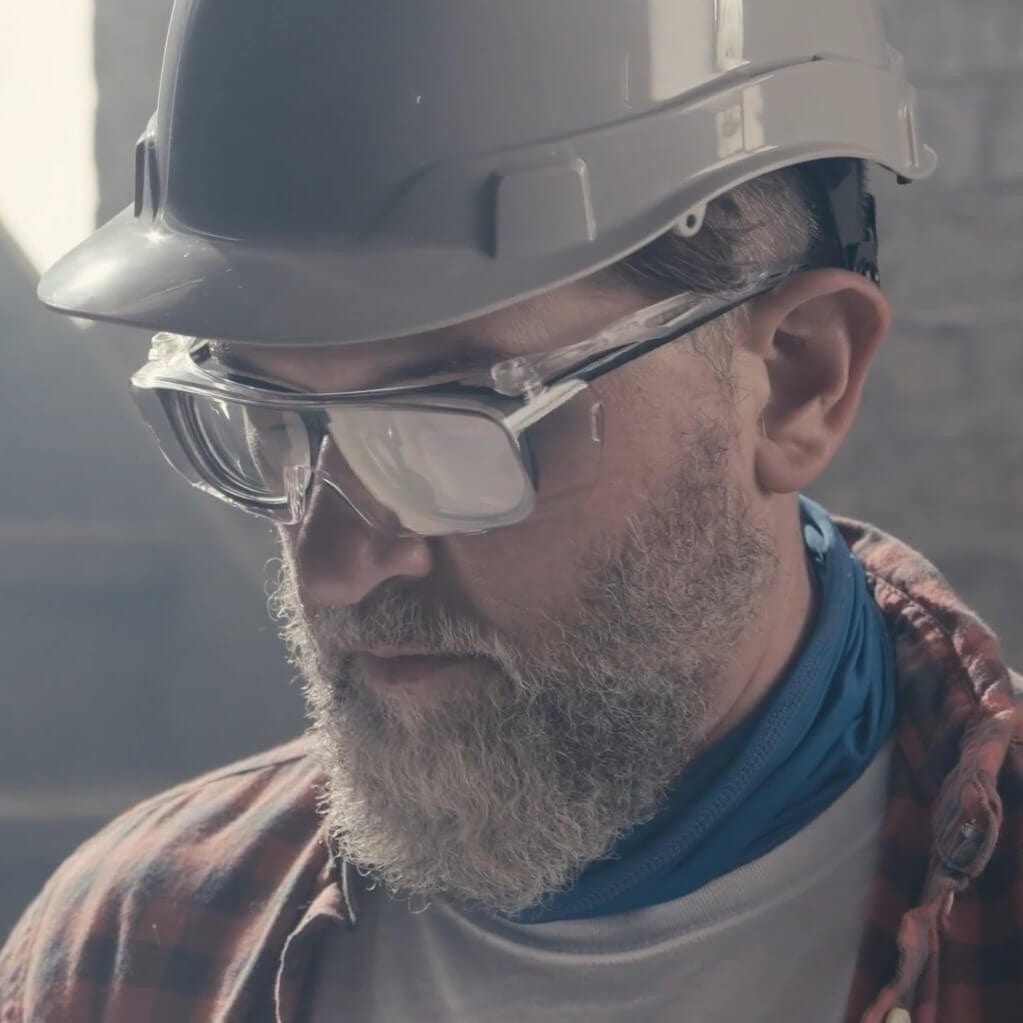 Pyramex Cappture S9910ST Safety Glasses with H2X Clear Anti-Fog Lens Worn