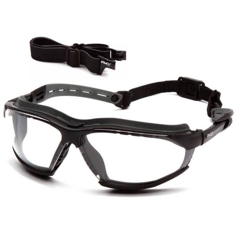 Pyramex Isotope Convertible Safety Glasses/Goggles Black Frame Clear H2MAX Anti-Fog Lens GB9410STM