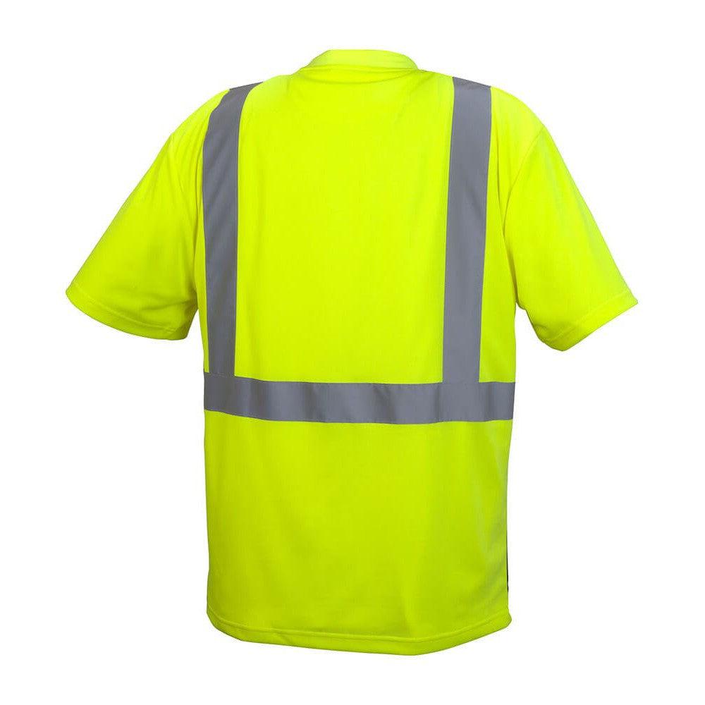 Pyramex RTS2110B Type R Class 2 Black Bottom Safety T-Shirt Hi-Vis Lime - Back