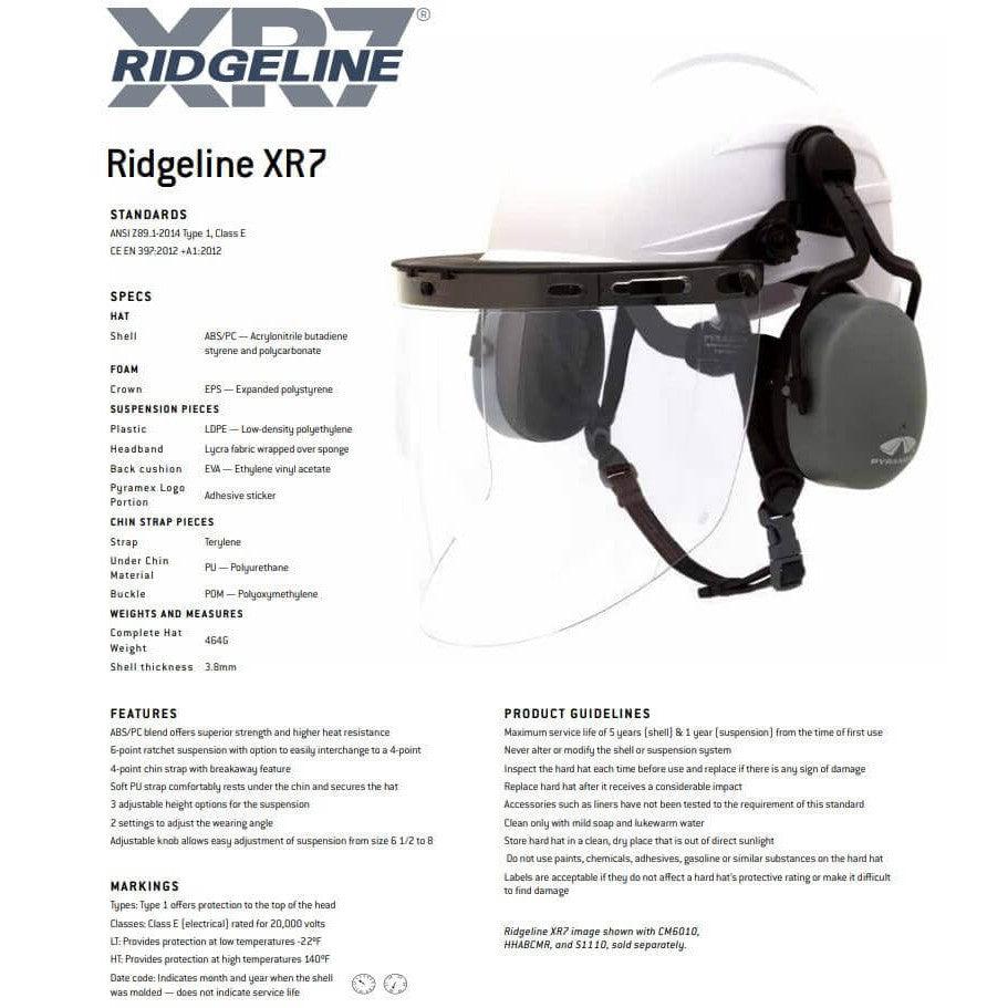 Pyramex Ridgeline XR7 Cap Style Hard Hat Features Page 2