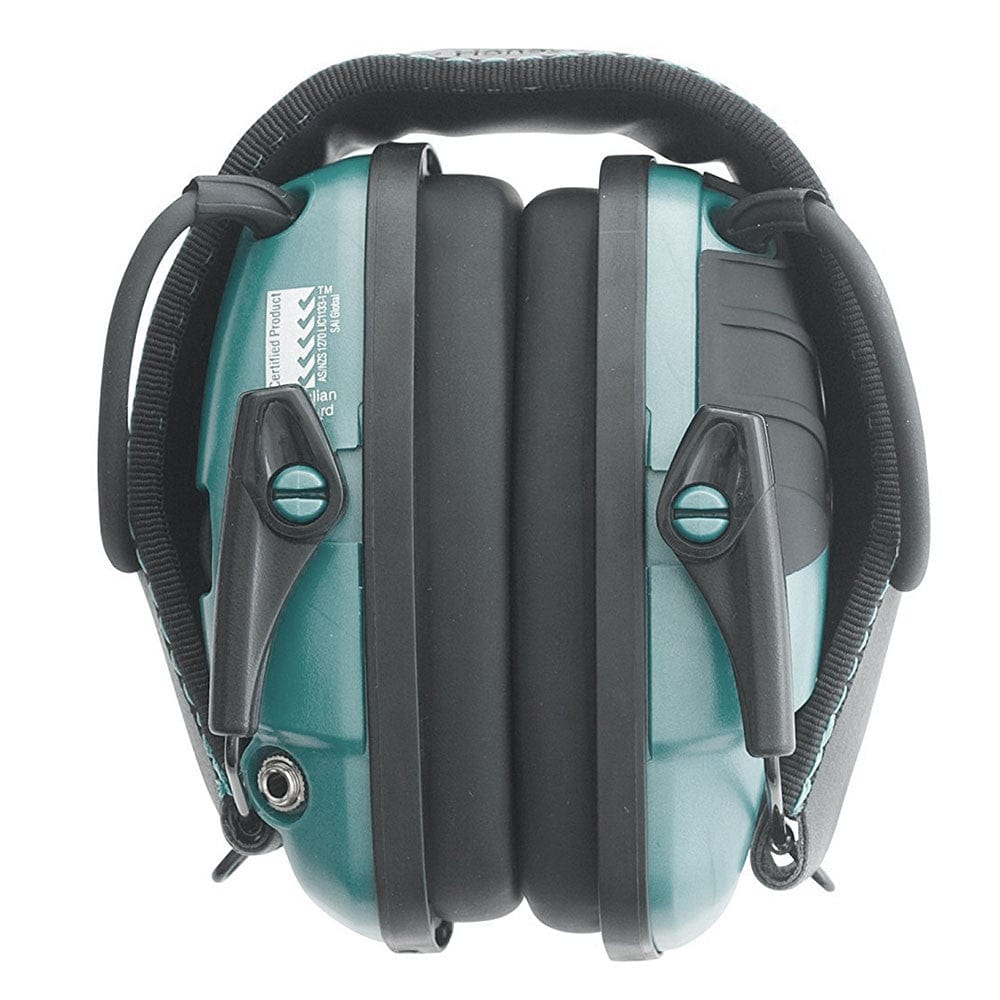 Impact Sport Sound Amplification Electronic Earmuff, Teal - R-02521 Closed Position