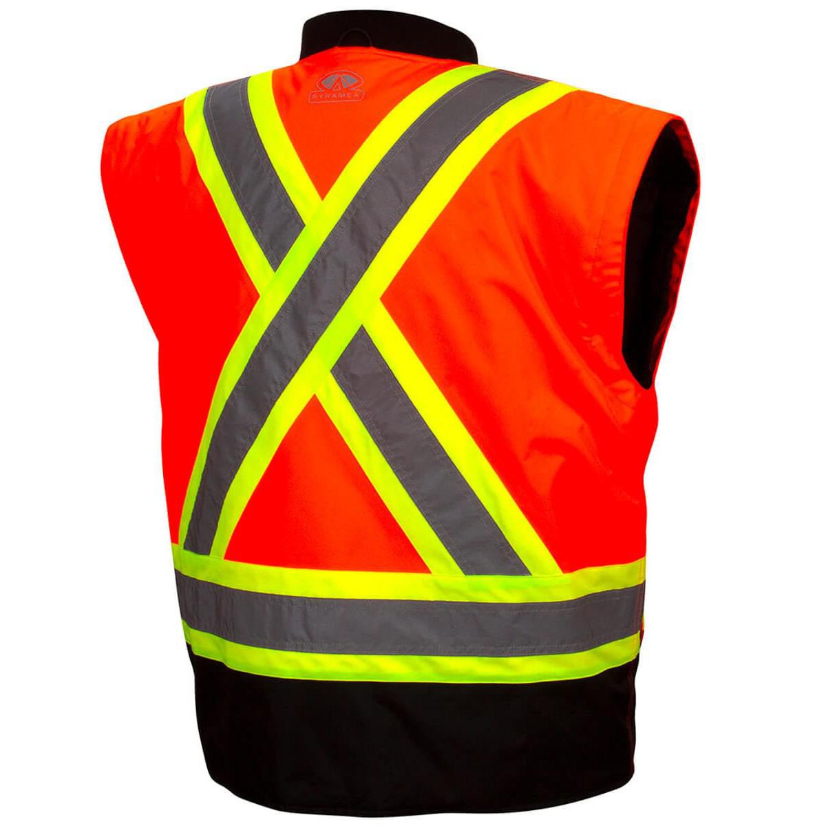 Pyramex RC7P3520 Type R Class 3 X-Back Two-Tone Black Bottom Bomber Jacket - Vest Back