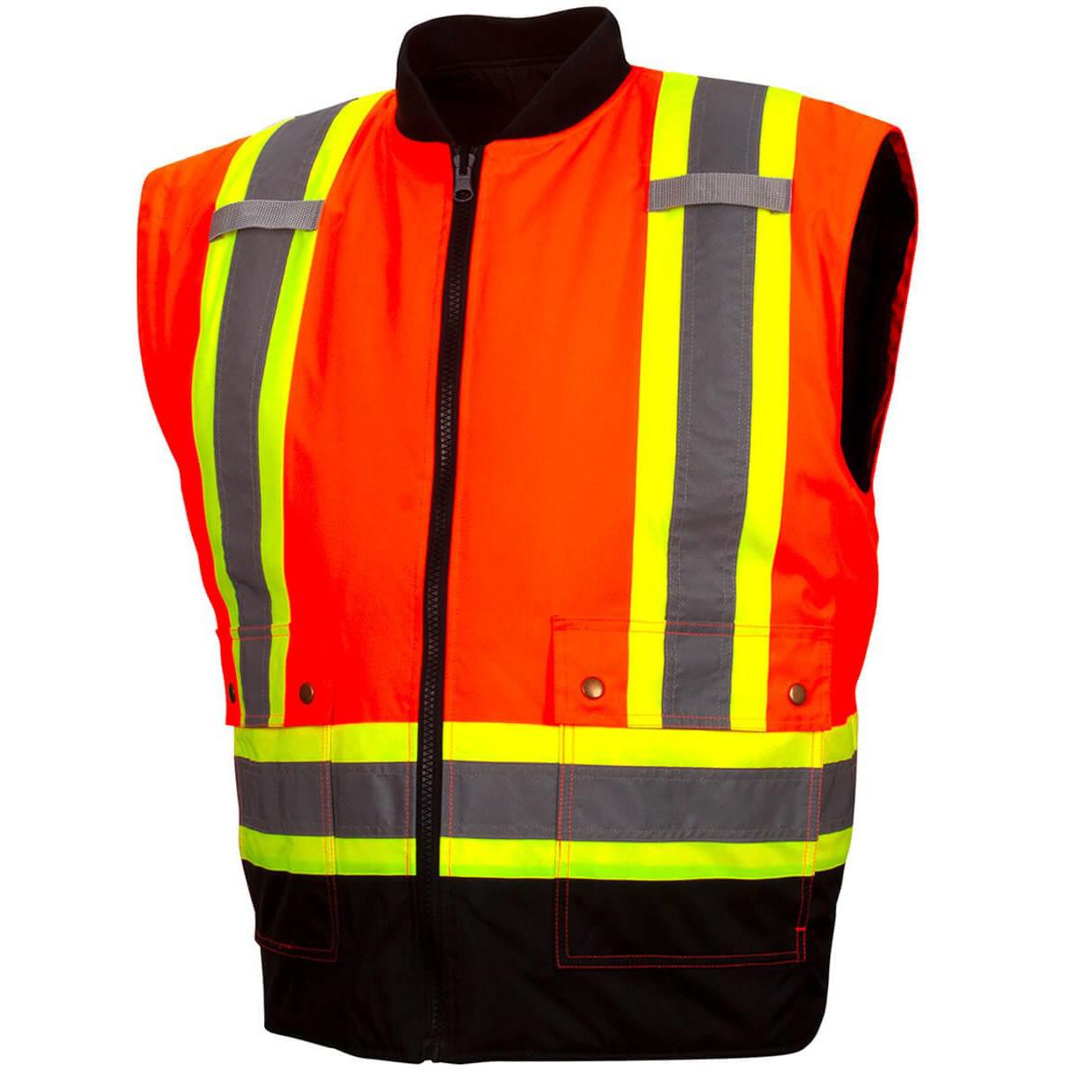 Pyramex RC7P3520 Type R Class 3 X-Back Two-Tone Black Bottom Bomber Jacket - Vest Front