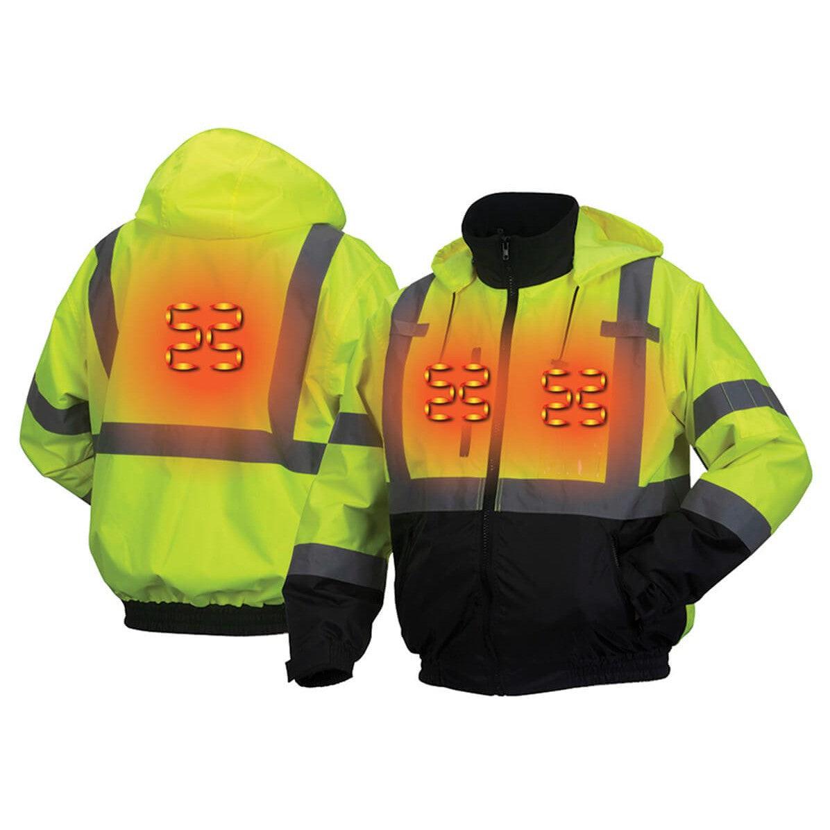 Pyramex RJ31 Type R Class 3 Heated Safety Jacket With Removable Fleece Liner RJ3110H - Heated Zones