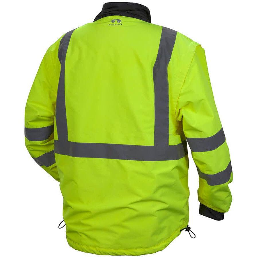 Pyramex RJR34 Reversible Class 3 Hi-Viz Lime 4-In-1 Safety Jacket - Back