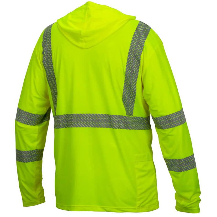 Pyramex RLPH110 Long Sleeve Pullover Hoodie ANSI Hi-Vis Lime, Back