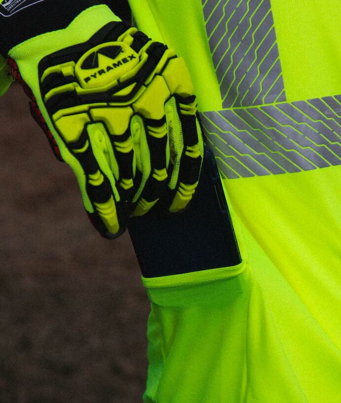 Pyramex RLPH110 Long Sleeve Pullover Hoodie ANSI Hi-Vis Lime, Pocket