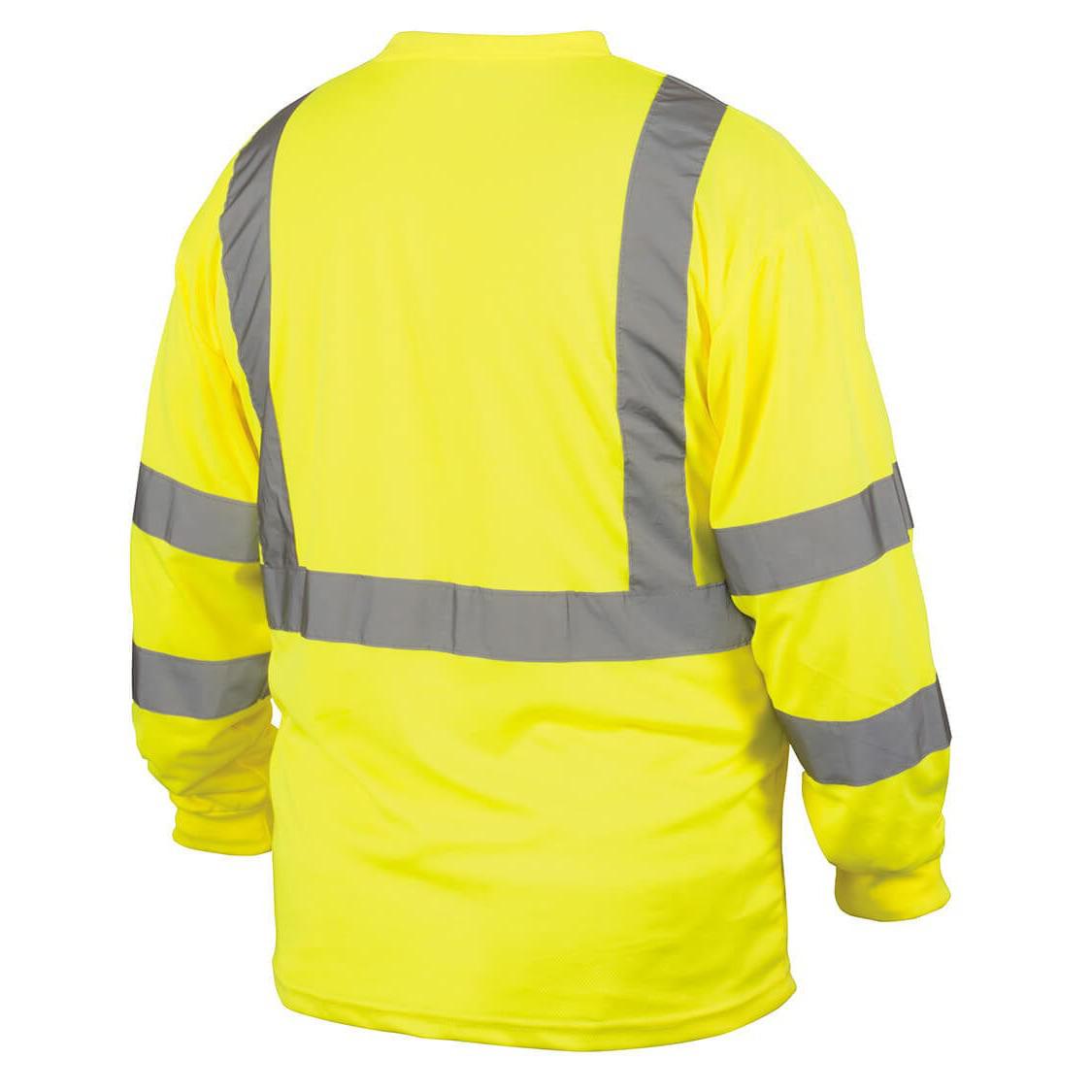 Pyramex RLTS31B Class 3 Hi-Viz Lime Long Sleeve Safety T-Shirt - Back