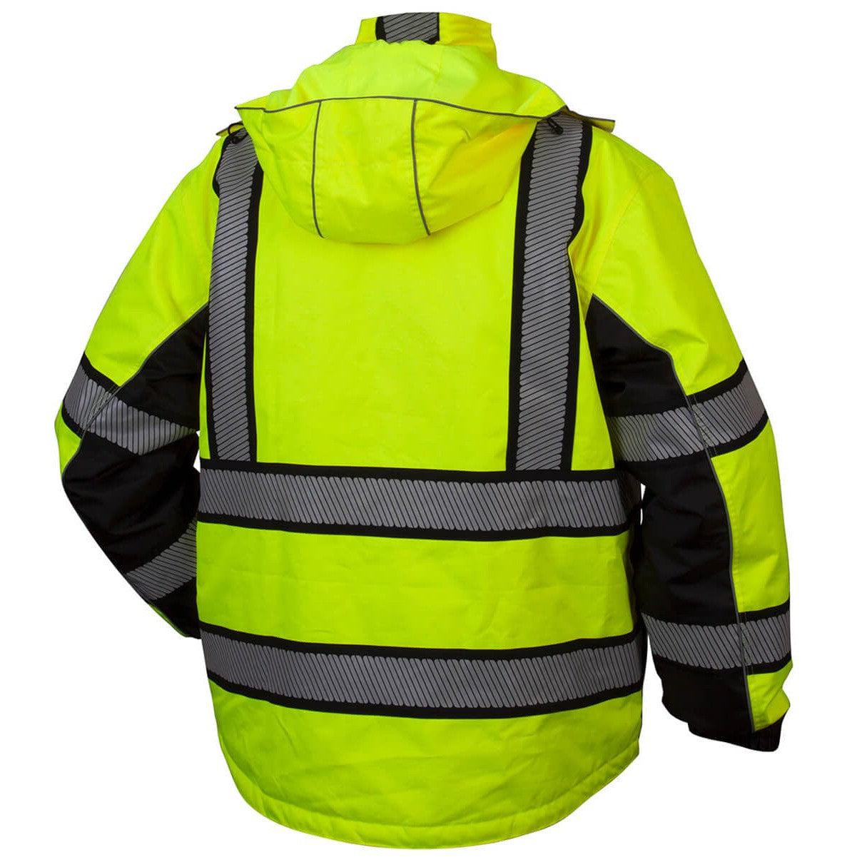 Pyramex RPB3610 Type R Class 3 Waterproof Multi-Layer Parka Hi-Vis Lime - Back