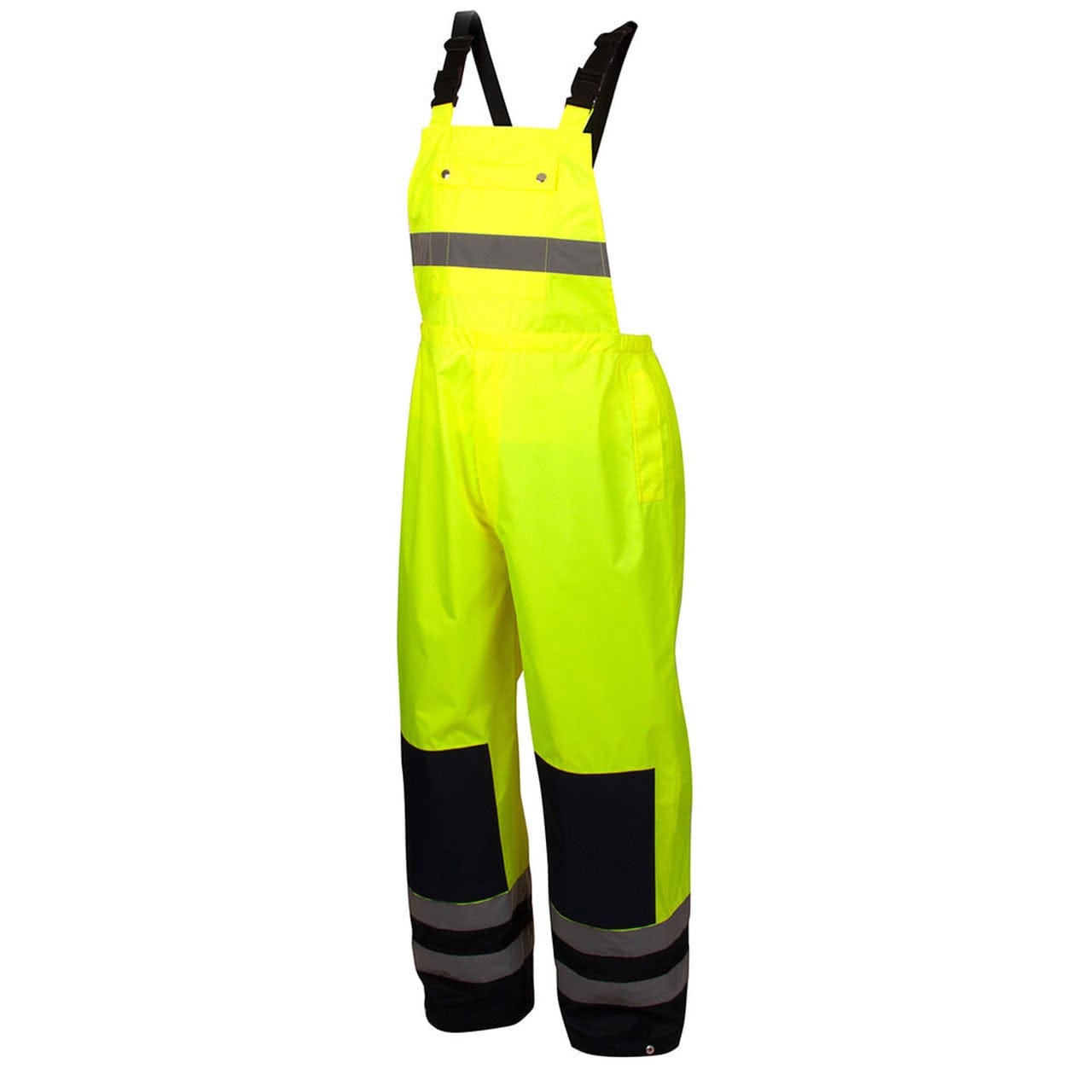 Pyramex RRWB3110 Premium Hi-Vis Rainwear Bibs with Removable Knee Pads - Front