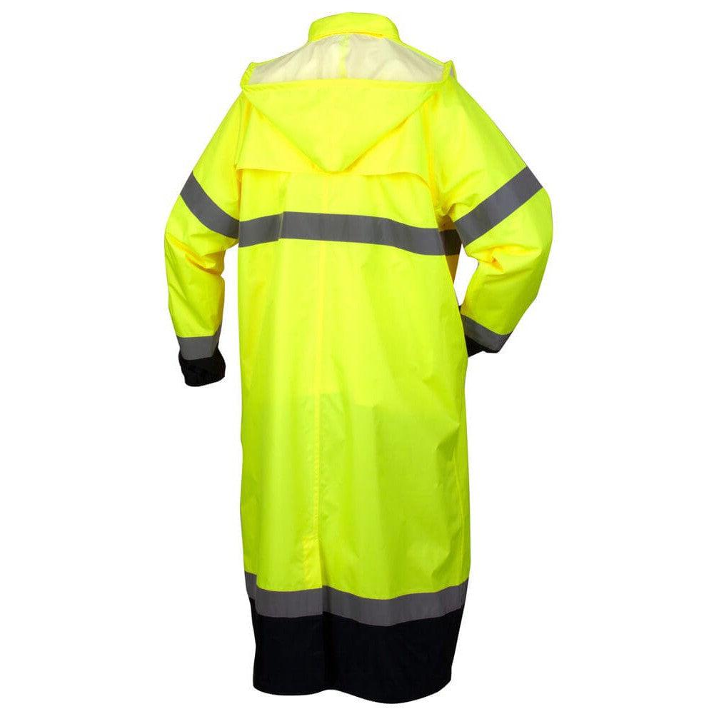 Pyramex RRWC3110 Premium Hi-Vis Raincoat with Drawstring Hood - Back