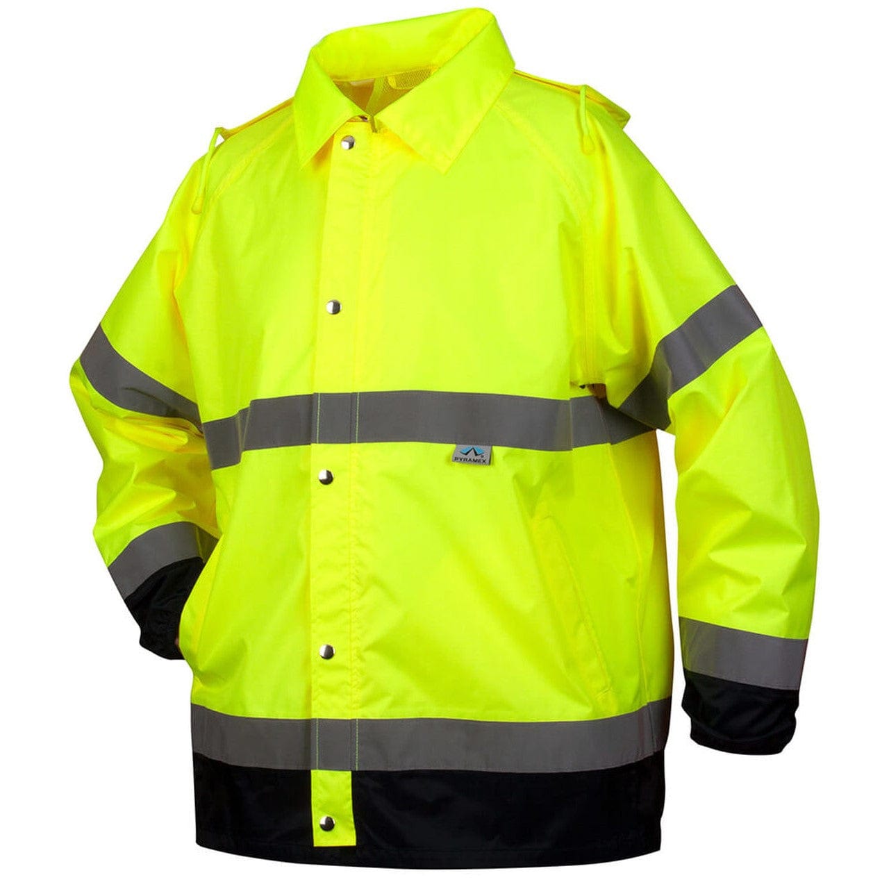 Pyramex RRWJ3110 Premium Hi-Vis Rain Jacket with Drawstring Hood - Front