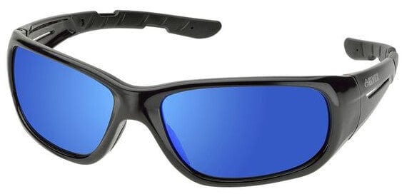 Elvex RSG100 Safety Glasses Gloss Black Frame Sky Blue Mirror Lens
