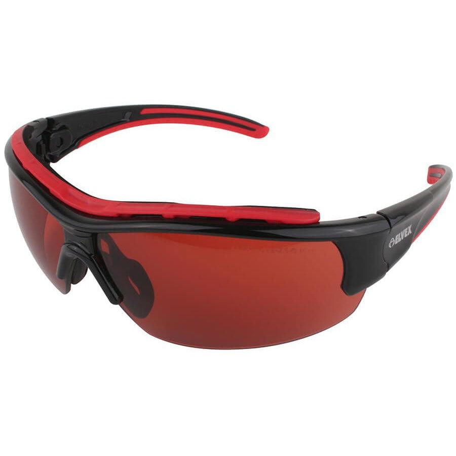 Elvex RSG300 Series Safety Glasses with Black/Red Frame and Blue Block Copper Lens