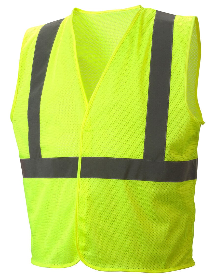 Pyramex RVHLM2910 Type R Class 2 Hi-Vis Lime Mesh Safety Vest - Front