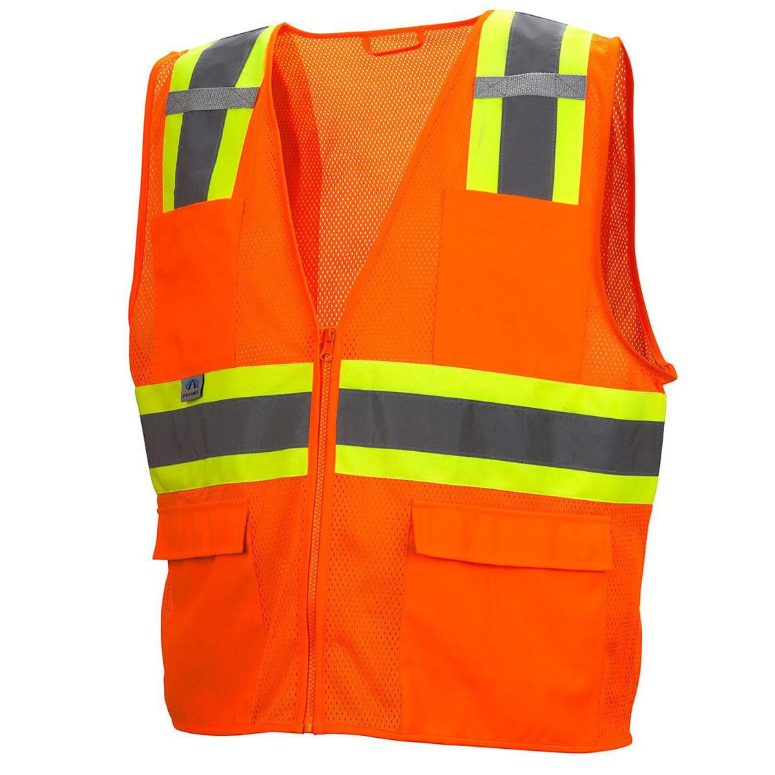 Pyramex RVZ2310 Type R Class 2 Two-Tone Surveyor Safety Vest - Hi-Vis Orange - Front