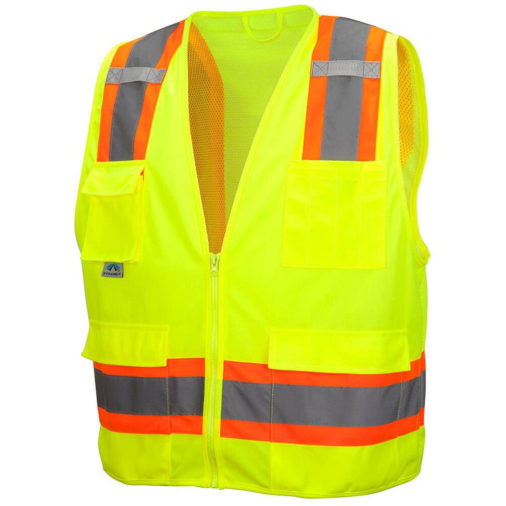 Pyramex RVZ24 Class 2 Hi-Viz Safety Vest, Lime