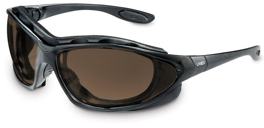 Uvex Seismic Safety Glasses/Goggles with Black Frame and Espresso Anti-Fog Lens S0601X