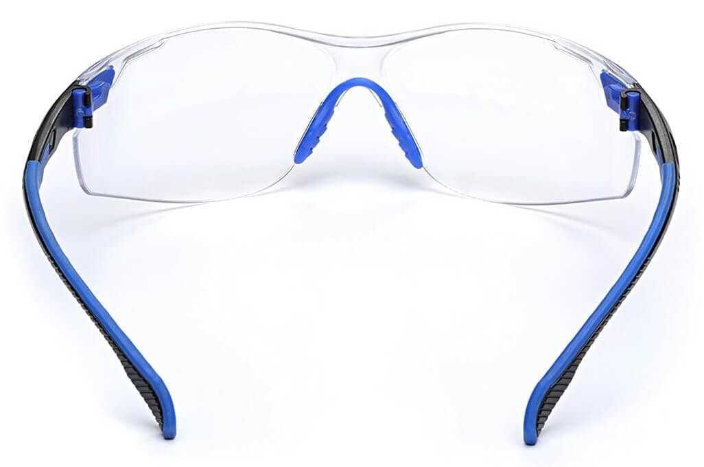 3M Solus Safety Glasses with Blue Temples, Clear Anti-Fog Lens and Foam & Strap Kit S1101SGAF-KT - Back View