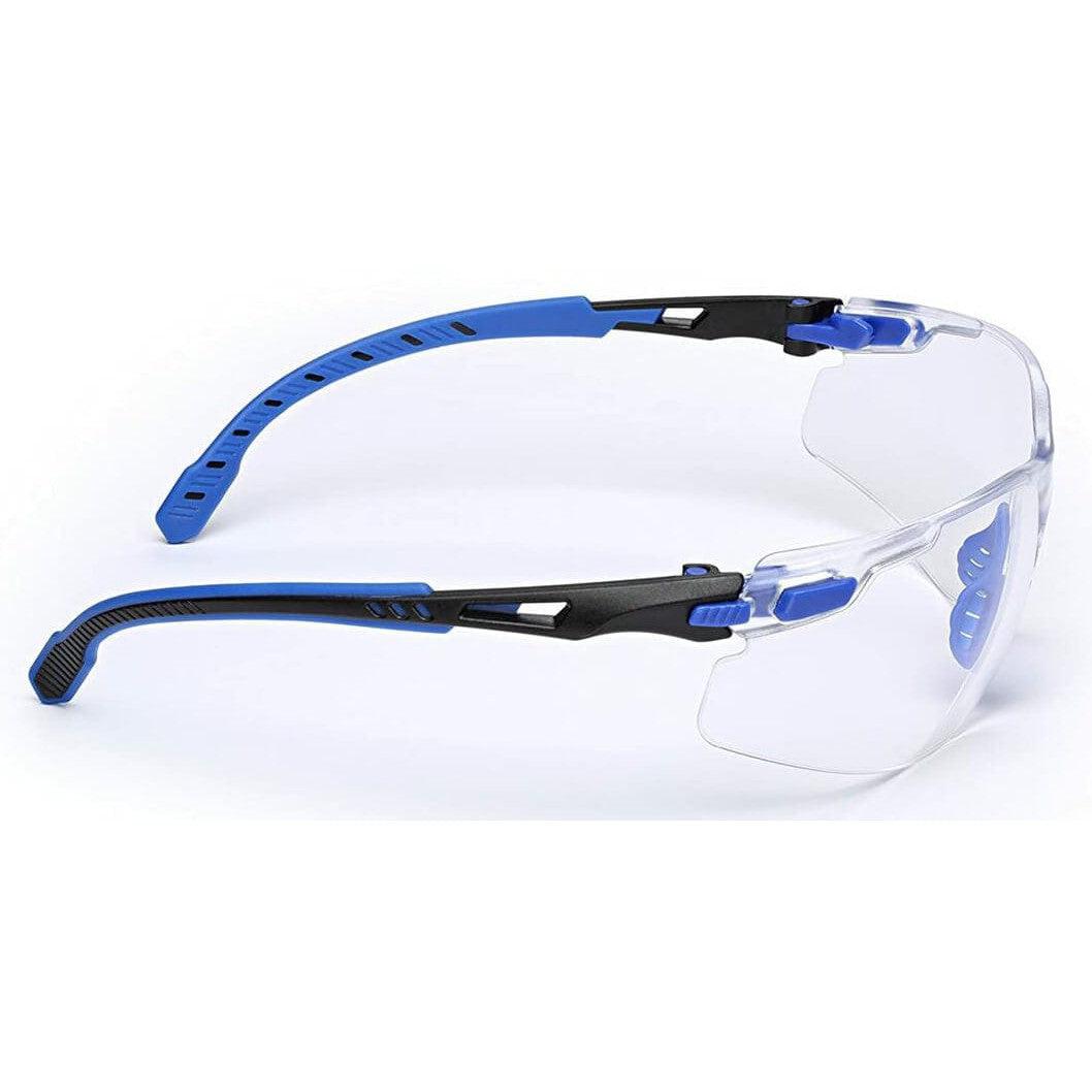 3M Solus Safety Glasses with Blue Temples, Clear Anti-Fog Lens and Foam & Strap Kit S1101SGAF-KT - Side View
