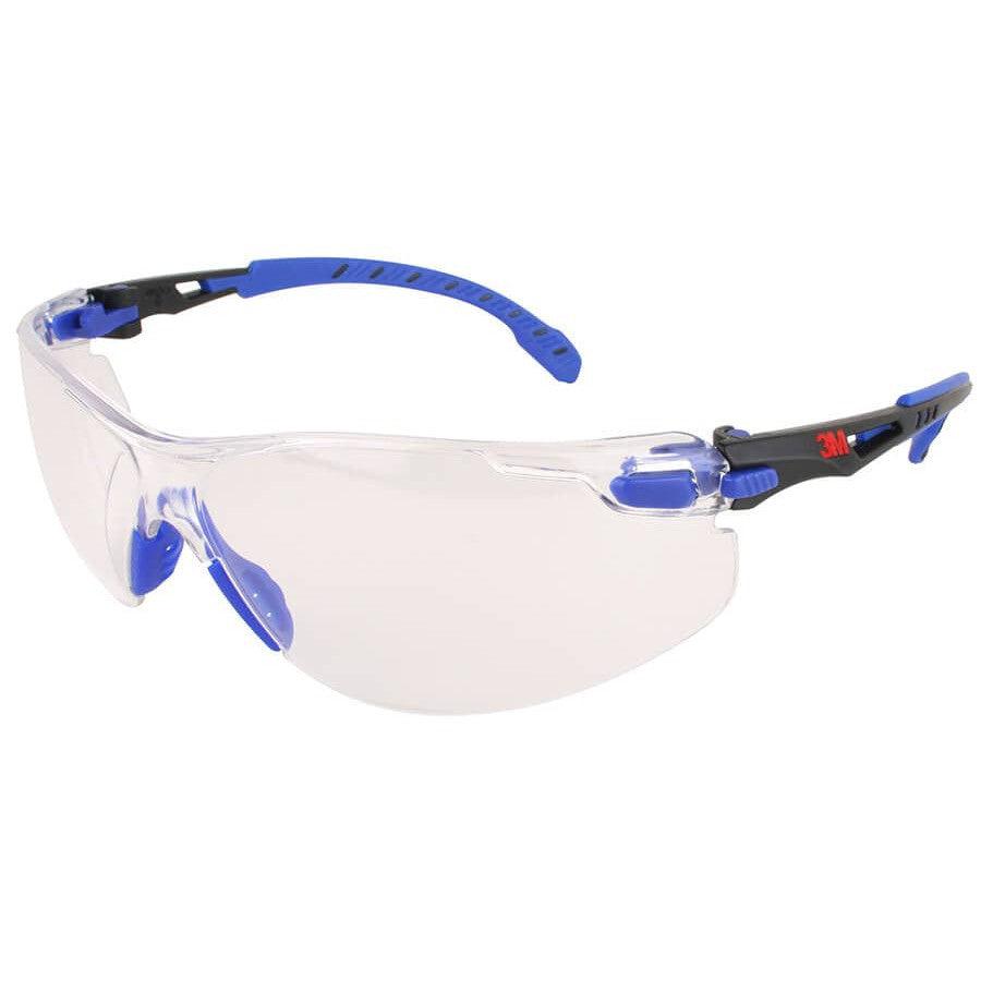 3M Solus Safety Glasses Blue Temples Clear Anti-Fog Lens S1101SGAF