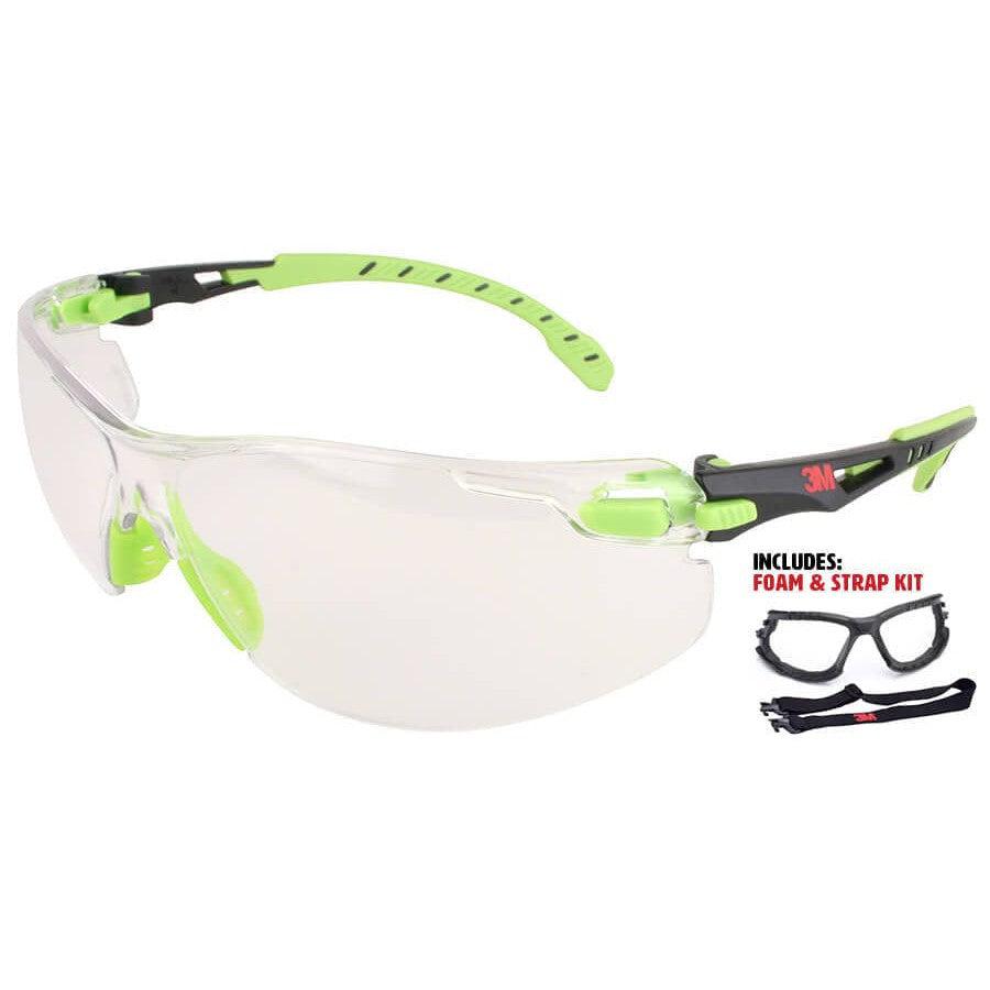 3M Solus Safety Glasses with Clear Anti-Fog Lens, Temples, Foam & Strap S1201SGAF-KT