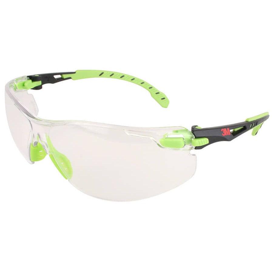 3M Solus Safety Glasses with Green Temples and Clear Anti-Fog Lens S1201SGAF