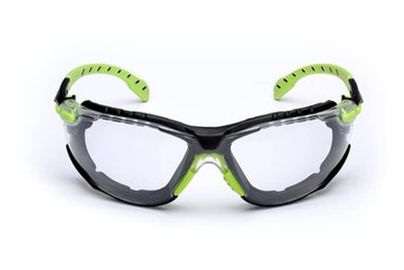 3M Solus Safety Glasses with Clear Anti-Fog Lens, Temples, Foam & Strap S1201SGAF-KT - Front View with Gasket