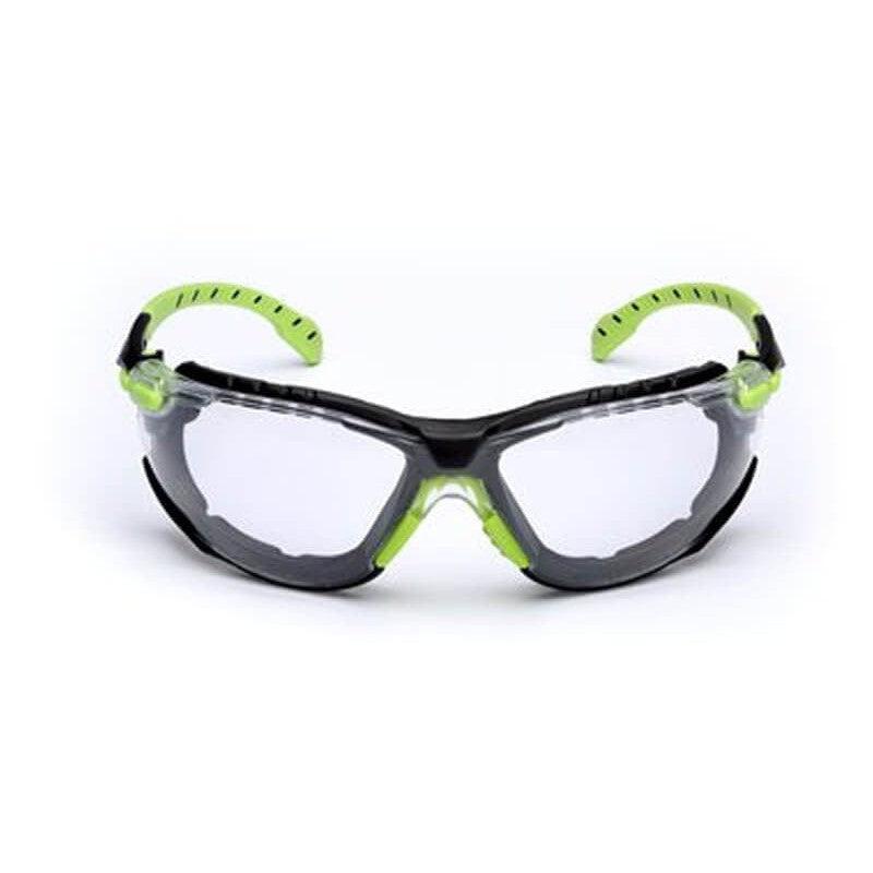 3M Solus Safety Glasses with Clear Anti-Fog Lens, Temples, Foam & Strap S1201SGAF-KT - Front View with Gasket