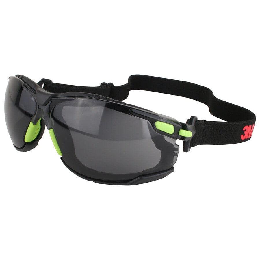 3M Solus S1202SGAF-KT Safety Glasses with Green Temples, Gray Anti-Fog Lens and Foam & Strap Kit - with Strap
