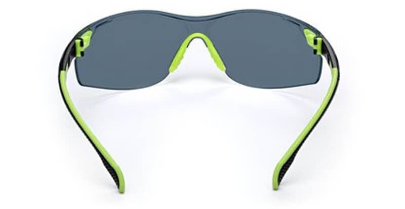 3M Solus S1202SGAF-KT Safety Glasses with Green Temples, Gray Anti-Fog Lens and Foam & Strap Kit - Back View