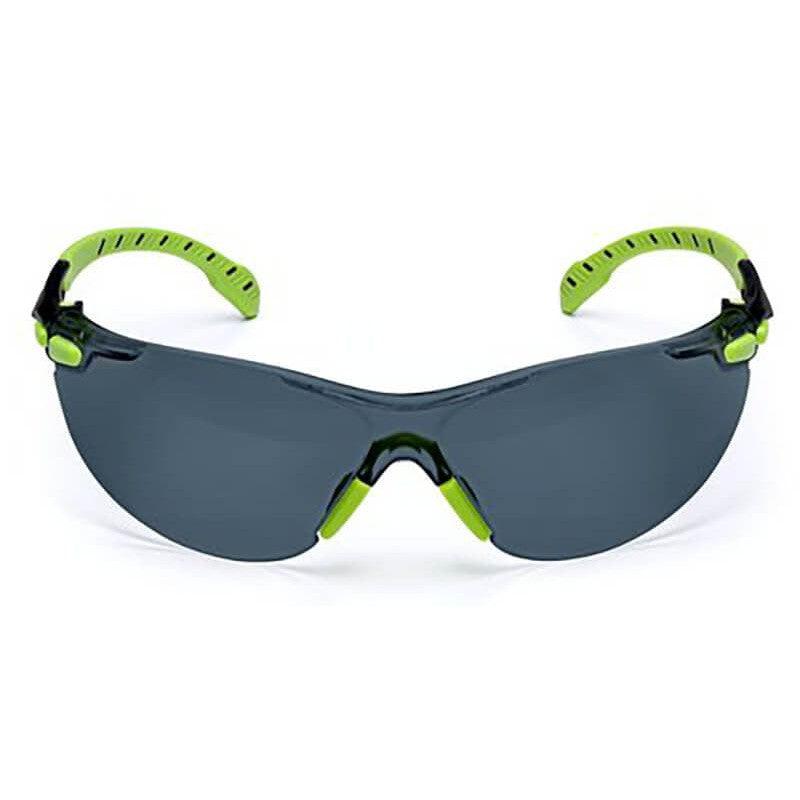 3M Solus S1202SGAF-KT Safety Glasses with Green Temples, Gray Anti-Fog Lens and Foam & Strap Kit - Front View