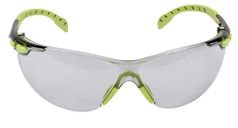 3M Solus Safety Glasses with Green Temples and Indoor/Outdoor Anti-Fog Lens S1207SGAF - Front View