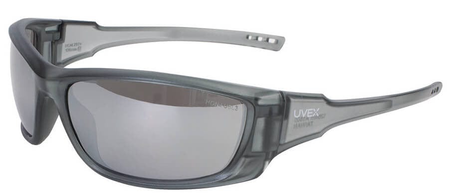 Uvex A1500 Safety Glasses with Matte Gray Frame and Silver Mirror Lens