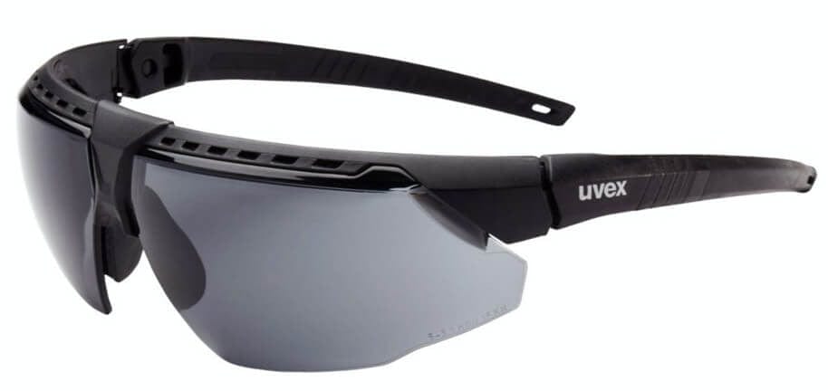 Uvex Avatar Safety Glasses with Black/Black Frame and Gray Hydroshield AF Lens S2851HS