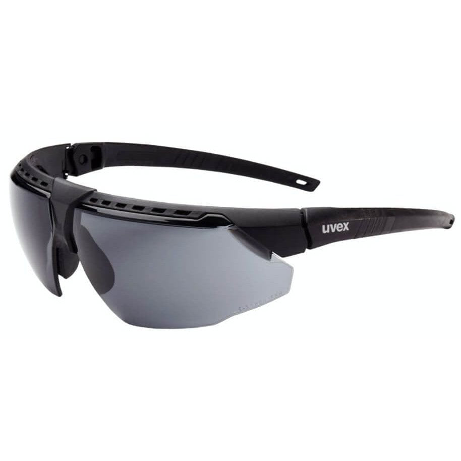 Uvex Avatar Safety Glasses with Black/Black Frame and Gray Hydroshield AF Lens S2851HS