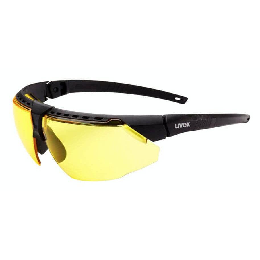 Uvex Avatar Safety Glasses with Black/Black Frame and Amber Hydroshield AF Lens