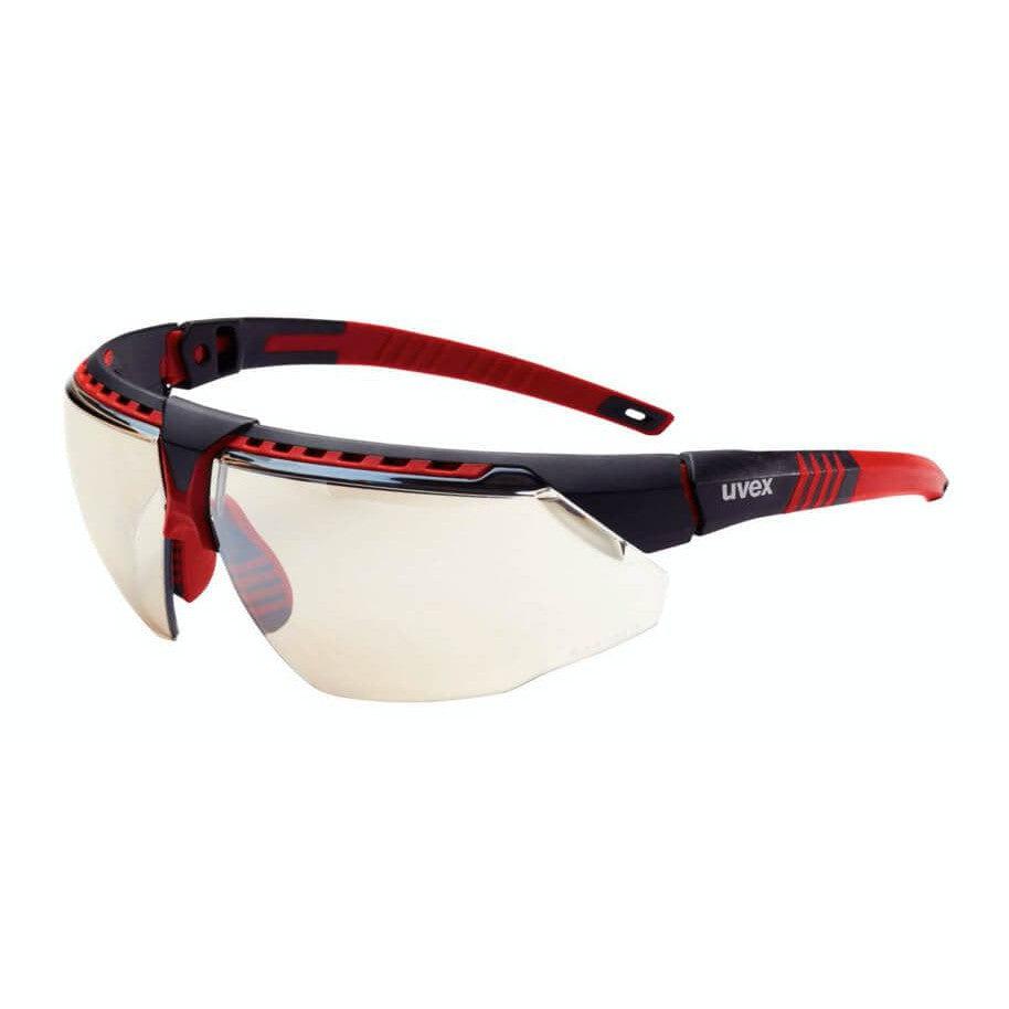 Uvex Avatar Safety Glasses with Red/Black Frame and Reflect-50 Lens