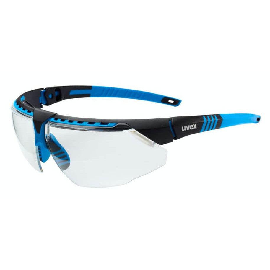 Uvex Avatar Safety Glasses with Blue/Black Frame and Clear Hydroshield AF Lens