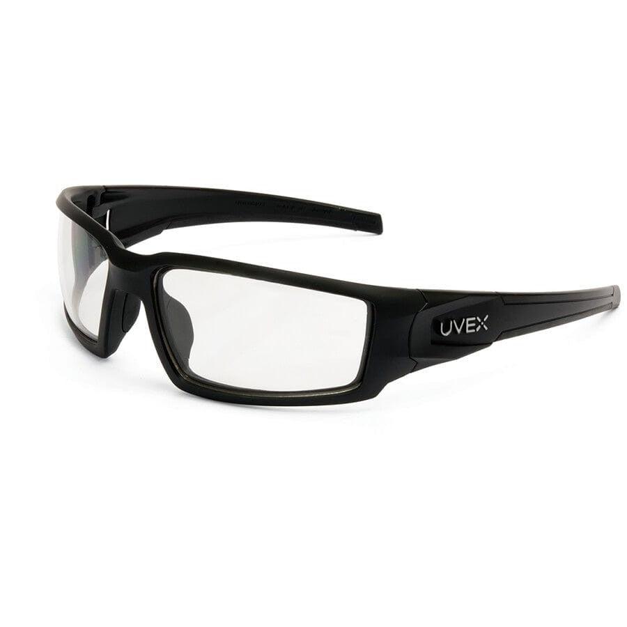 Uvex Hypershock Safety Glasses with Matte Black Frame and Clear Hydroshield Anti-Fog Lens