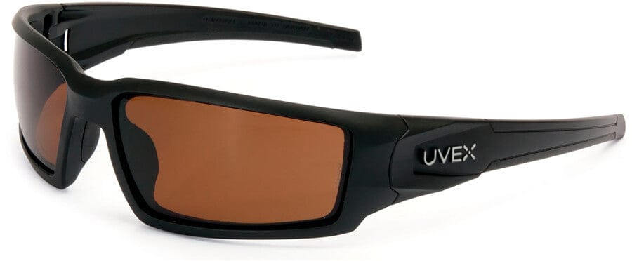 Uvex Hypershock Safety Glasses with Matte Black Frame and Espresso Polarized Lens